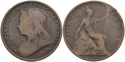 Великобритания 1 пенни 1896 Виктория (1837-1901) KM 790, Spink 3961 бронза 180-811