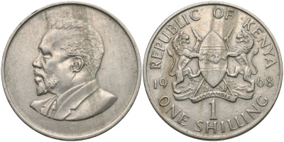 Кения 1 шиллинг 1968 KM 5 медно-никель 4117-1036