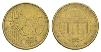 Германия 50 евроцентов 2002 F, Бранденбургские ворота KM 212 нордик 4629-352