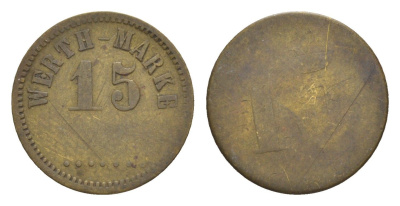 Германия игровой жетон в 15 пфеннигов ND без отметки латунь 4636-1259