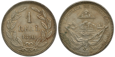 Гондурас 1 реал 1870 КМ 33 медно-никель 272-735