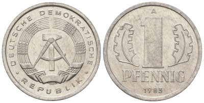 ГДР 1 пфенниг 1983 А KM 8.2 алюминий 4623-455
